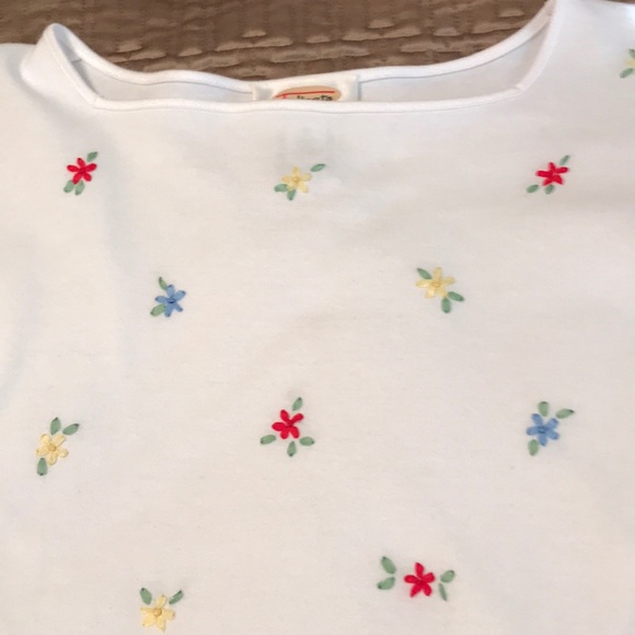 Talbots top, embroidered flowers on white, S - Picture 6 of 8